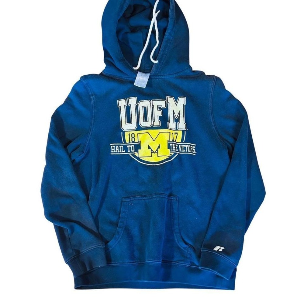 Vintage Russell Athletic Womens Small University Michigan Wolverines Hoodie Blue